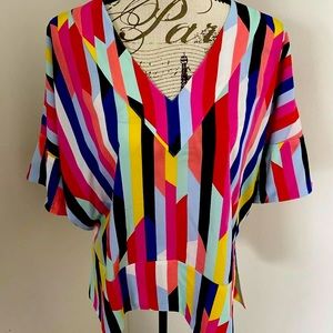 Crosby by Mollie Butch V Neck Short Sleeve Blouse